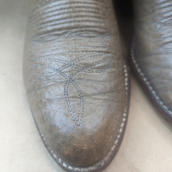 Dan Post boots men's size 9D brown Shrunken Bull Shoulder leather vamp and pulls - Picture 4 of 12